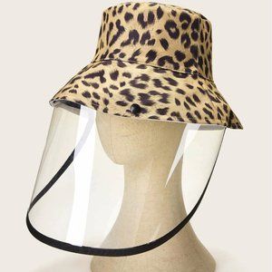 Leopard Print Bucket Hat with Face Shield